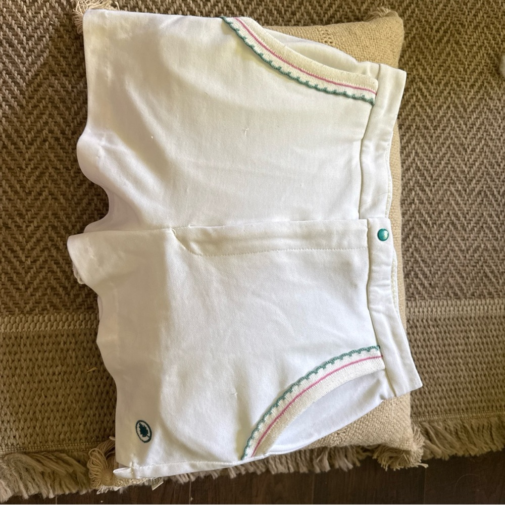 White Paul Sullivan Shorts with Pink and Green Trim